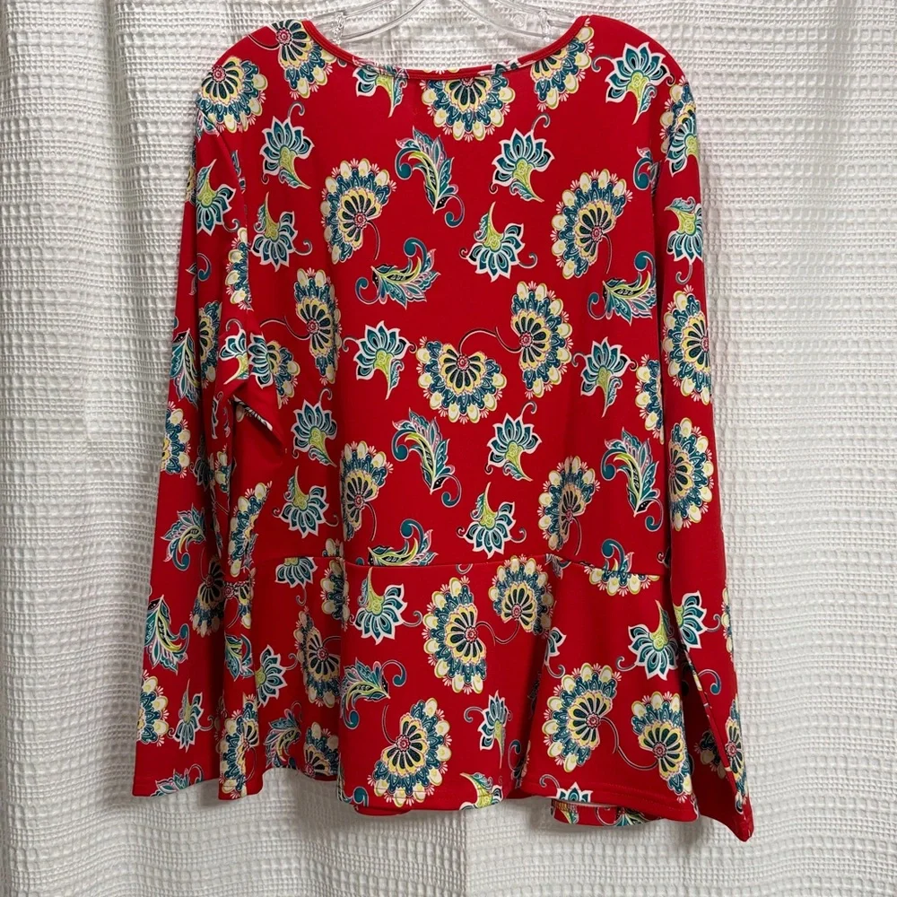 Caya Costa NEW Swim Red Floral Women's rash guard UV protection‎ 40 vacay SZ 2X